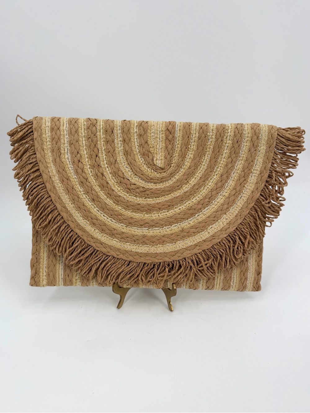Straw Clutch Women’s Handbag Fringed Boho Vacation Envelope Purse Lightweight